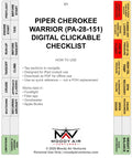 PIPER CHEROKEE WARRIOR (PA-28-151) DIGITAL CLICKABLE CHECKLIST
