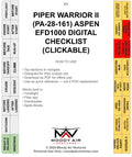 PIPER WARRIOR II (PA-28-161) ASPEN EFD1000 DIGITAL CLICKABLE CHECKLIST