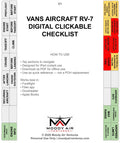 VANS AIRCRAFT RV-7 DIGITAL CLICKABLE CHECKLIST