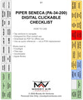 PIPER SENECA (PA-34-200) DIGITAL CLICKABLE CHECKLIST
