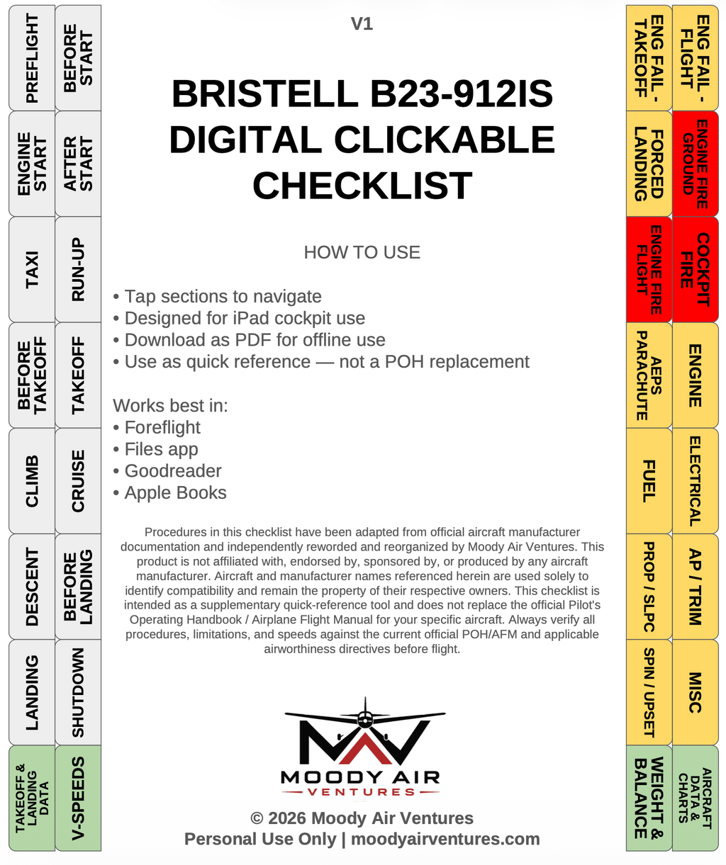 BRISTELL B23-912IS DIGITAL CLICKABLE CHECKLIST