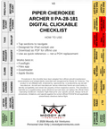 PIPER CHEROKEE ARCHER II PA-28-181 DIGITAL CLICKABLE CHECKLIST