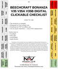 BEECHCRAFT BONANZA V35 V35A V35B DIGITAL CLICKABLE CHECKLIST