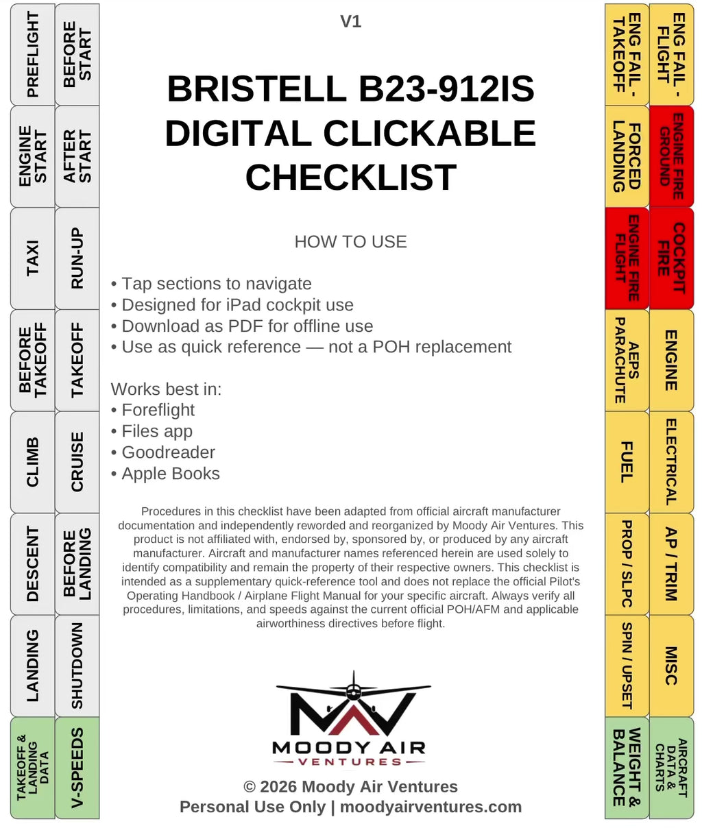 BRISTELL B23-912IS DIGITAL CLICKABLE CHECKLIST